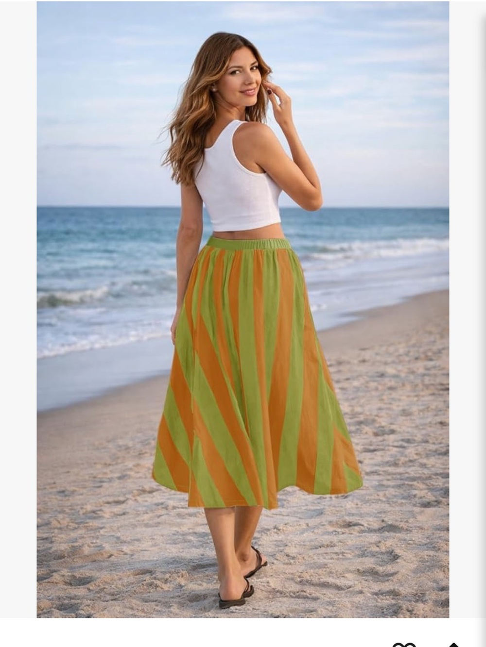 Boho chic festival colorful striped midi skirt in citrus combo small